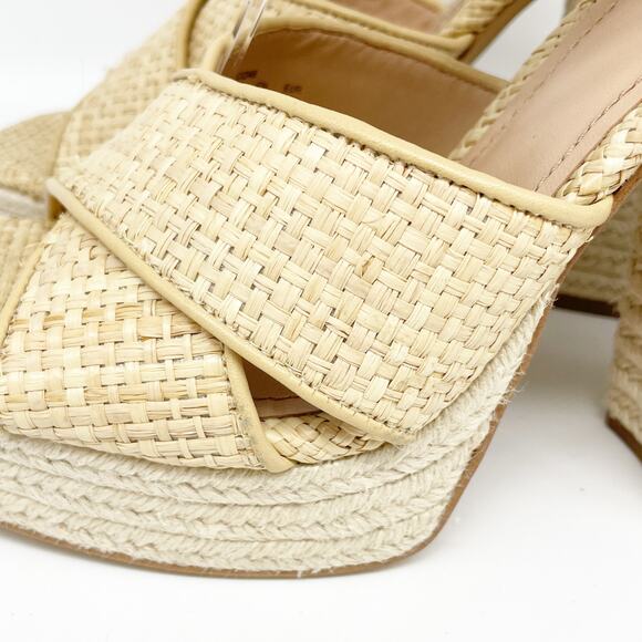 Coach Womens Nelly Raffia Ankle Strap Espadrille Platform High Heel Sandals 10 B - Picture 13 of 15